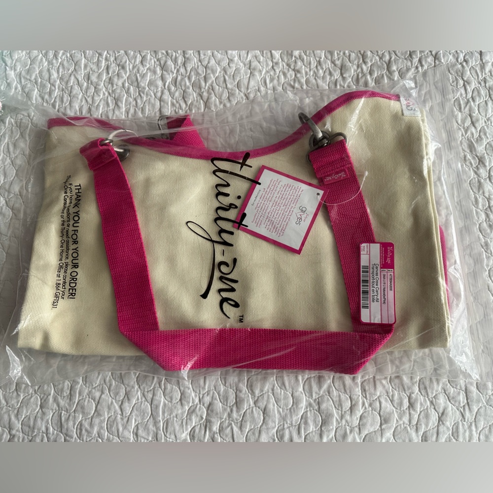 Pink and canvas shoulder tote